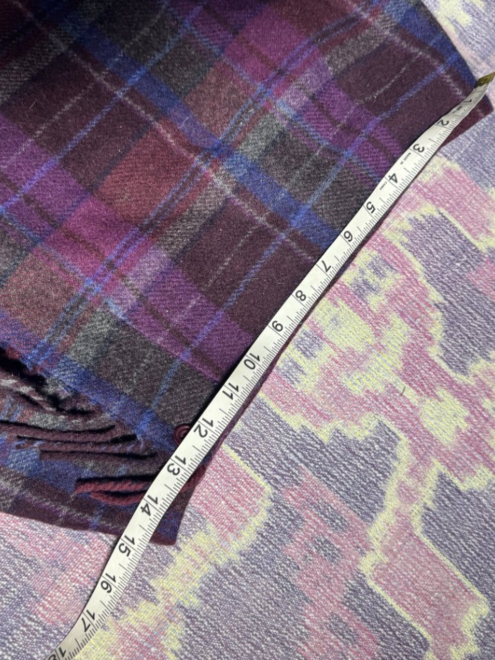 Talbots Plaid Fringe Wool Blend Wrap Skirt Purple Blue Sz 8 - Picture 9 of 15